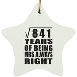 29th Anniversary Square Root of 841 Years Mrs Always Right - Star Ornament