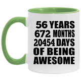 56th Birthday 56 Years 672 Months 20454 Days Of Awesome - 11oz Accent Mug Green