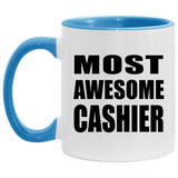 Most Awesome Cashier - 11oz Accent Mug Blue