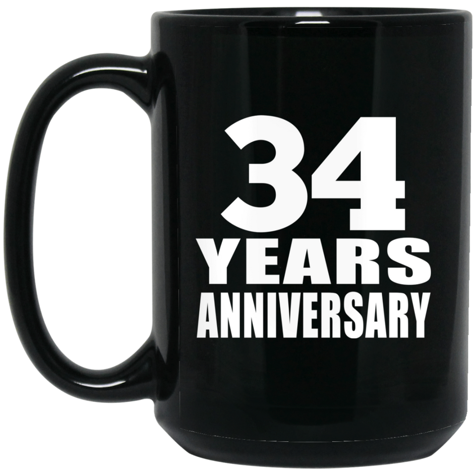 34th Anniversary 34 Years - 15 Oz Coffee Mug Black