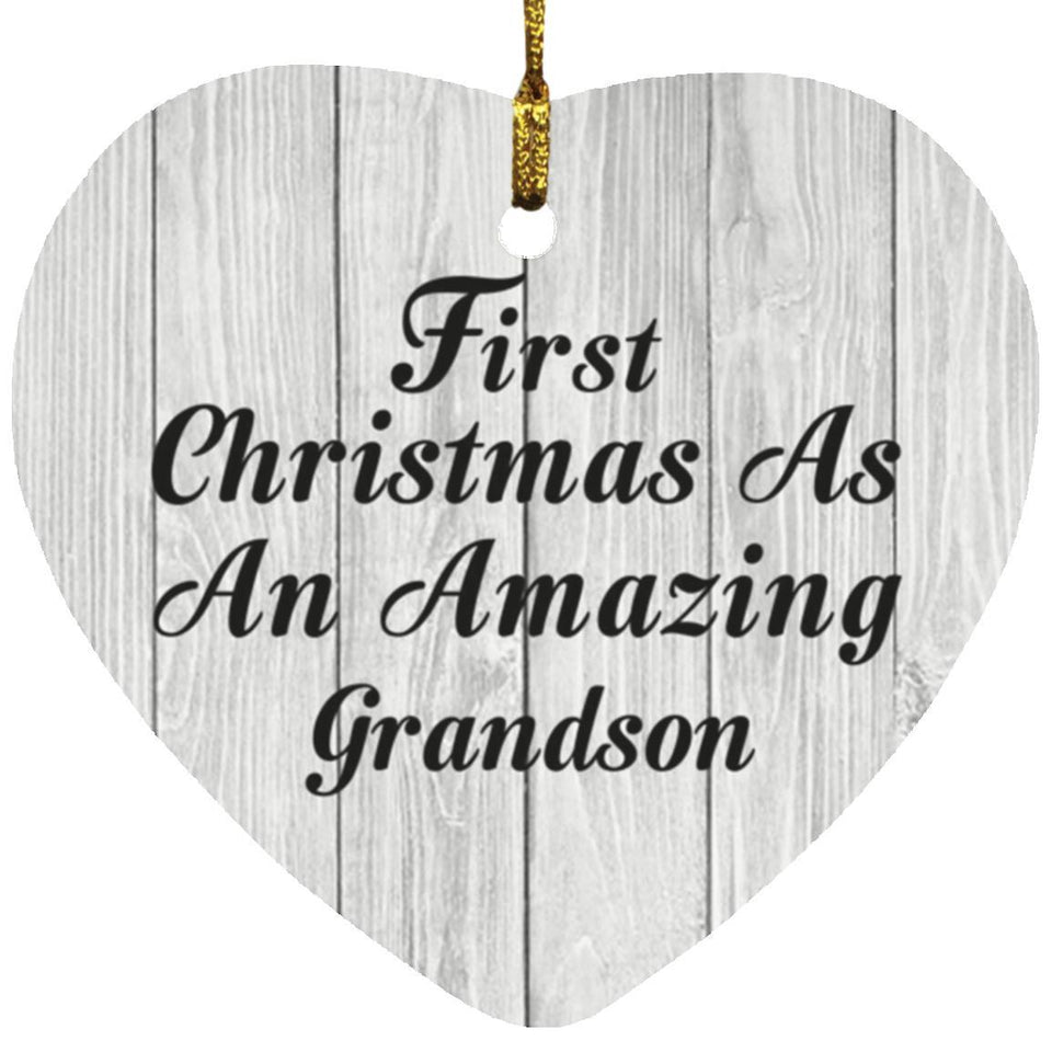 First Christmas As An Amazing Grandson - Heart Ornament F