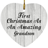 First Christmas As An Amazing Grandson - Heart Ornament F