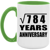 28th Anniversary Square Root of 784 Years Anniversary - 15oz Accent Mug Green