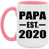 Papa Established EST. 2020 - 15oz Accent Mug Pink
