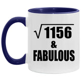 34th Birthday Square Root of 1156 & Fabulous - 11oz Accent Mug Purple