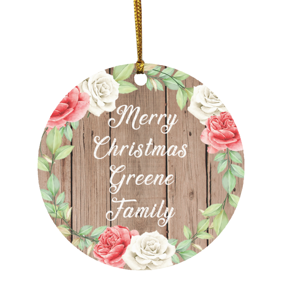 Merry Christmas Greene Family - Circle Ornament B