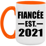 Fiancee Established EST. 2021 - 15oz Accent Mug Orange