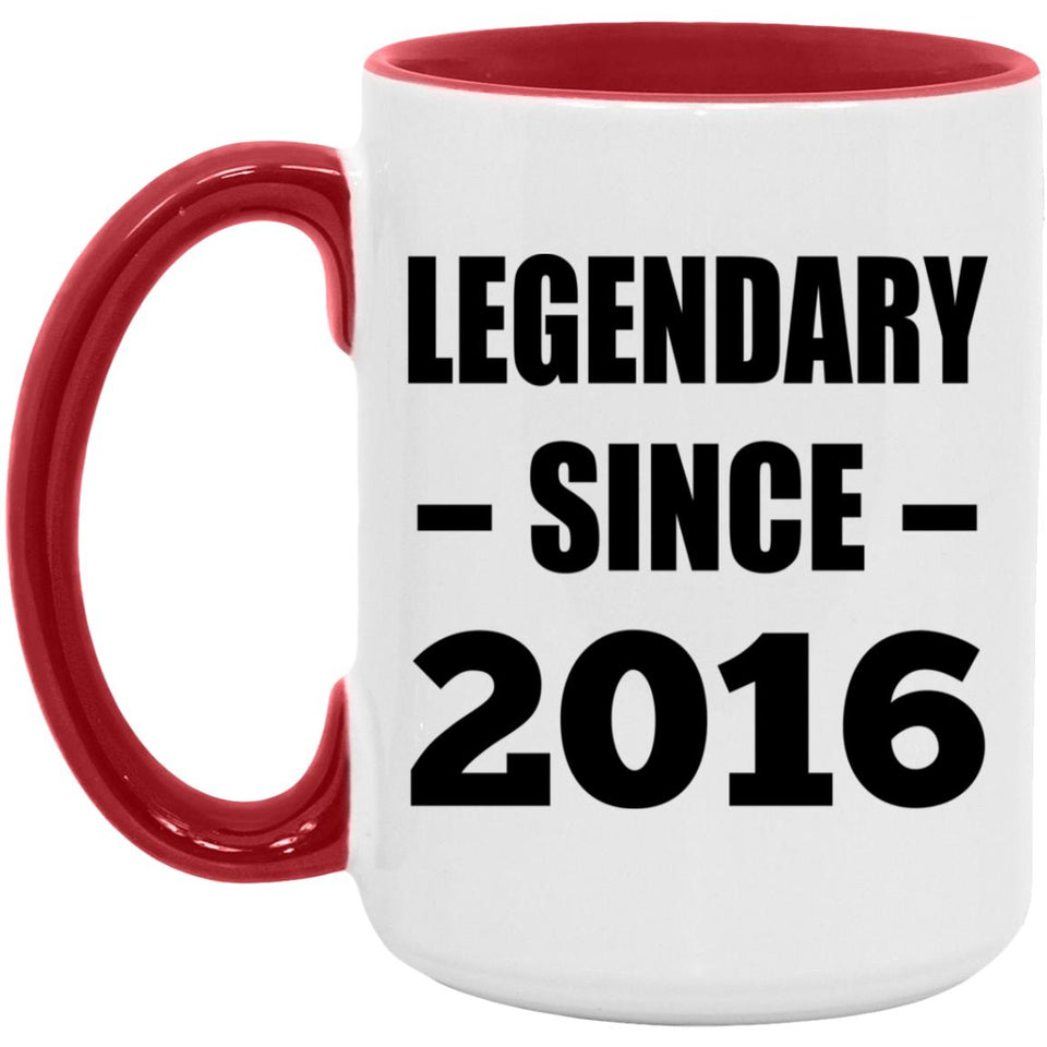 8th Birthday Legendary Since 2016 - 15oz Accent Mug Red