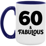 60th Birthday 60 & Fabulous - 15oz Accent Mug Purple
