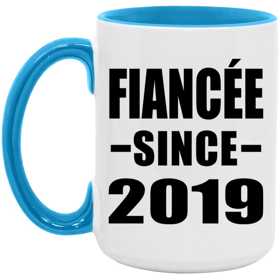 Fiancee Since 2019 - 15oz Accent Mug Blue