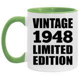 76th Birthday Vintage 1948 Limited Edition - 11oz Accent Mug Green