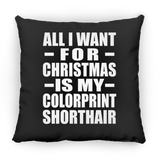 All I Want For Christmas Is My Colorprint Shorthair - Throw Pillow Black
