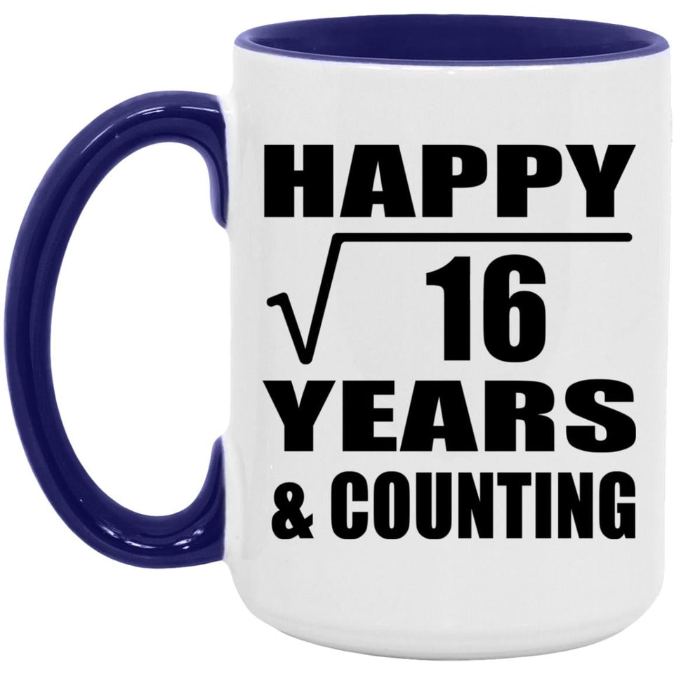 Happy 4th Anniversary Square Root of 16 Years & Counting - 15oz Accent Mug Purple