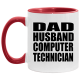 Dad Husband Computer Technician - 11oz Accent Mug Red