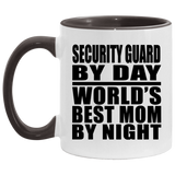 Security Guard By Day World's Best Mom By Night - 11oz Accent Mug Black