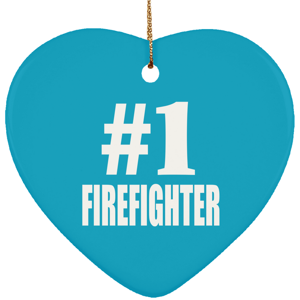 Number One #1 Firefighter - Heart Ornament