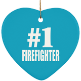 Number One #1 Firefighter - Heart Ornament