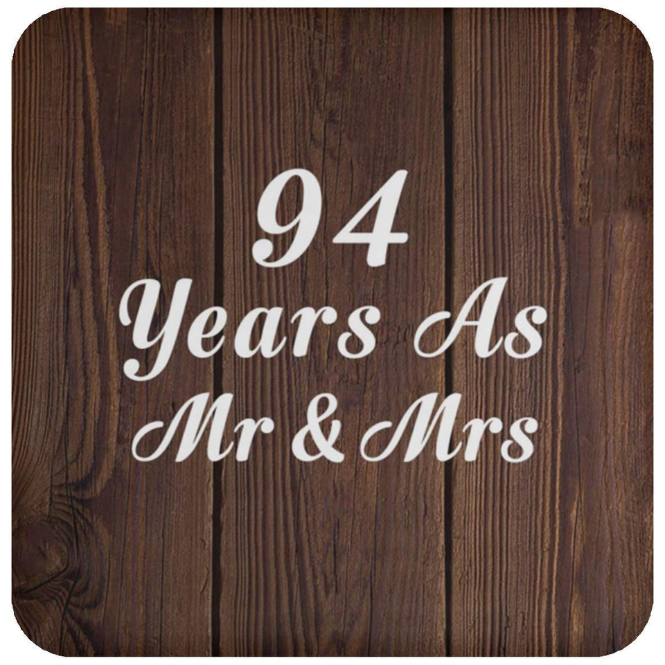 94th Anniversary 94 Years As Mr & Mrs - Drink Coaster D
