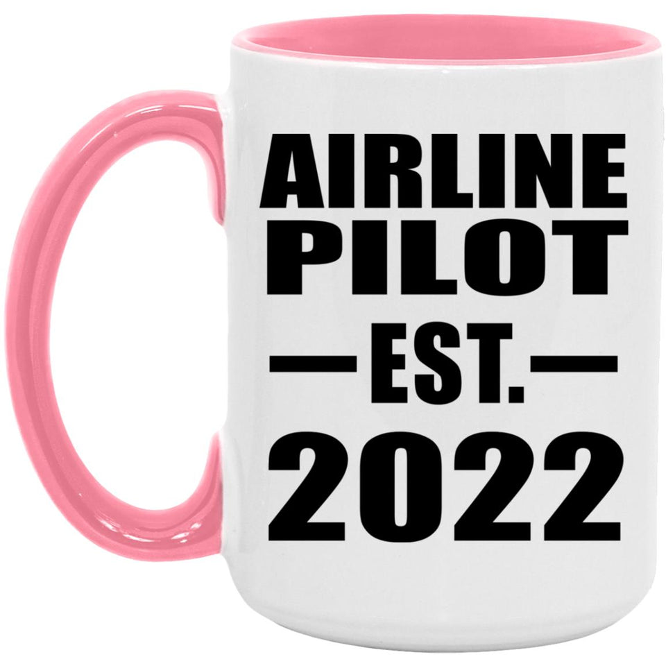 Airline Pilot Established EST. 2022 - 15oz Accent Mug Pink