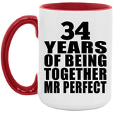 34th Anniversary 34 Years Of Being Mr Perfect - 15oz Accent Mug Red