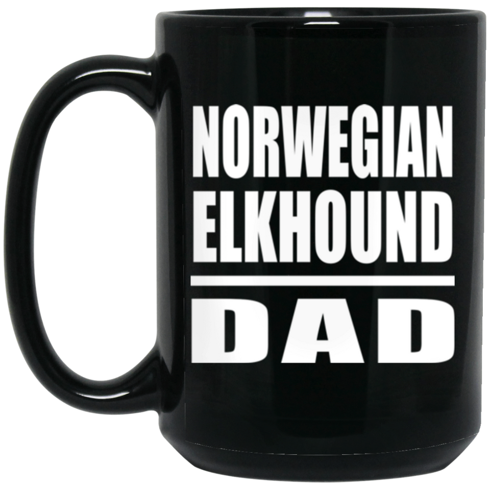 Norwegian Elkhound Dad - 15oz Coffee Mug Black