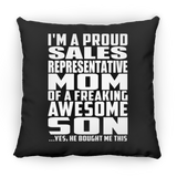 Proud Sales Representative Mom Of Awesome Son - Throw Pillow Black