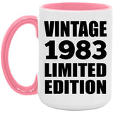 41st Birthday Vintage 1983 Limited Edition - 15oz Accent Mug Pink
