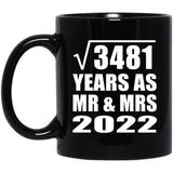 59th Anniversary Square Root of 3481 Years As Mr & Mrs 2022 - 11oz Coffee Mug Black