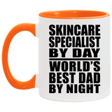 Skincare Specialist By Day World's Best Dad By Night - 11oz Accent Mug Orange