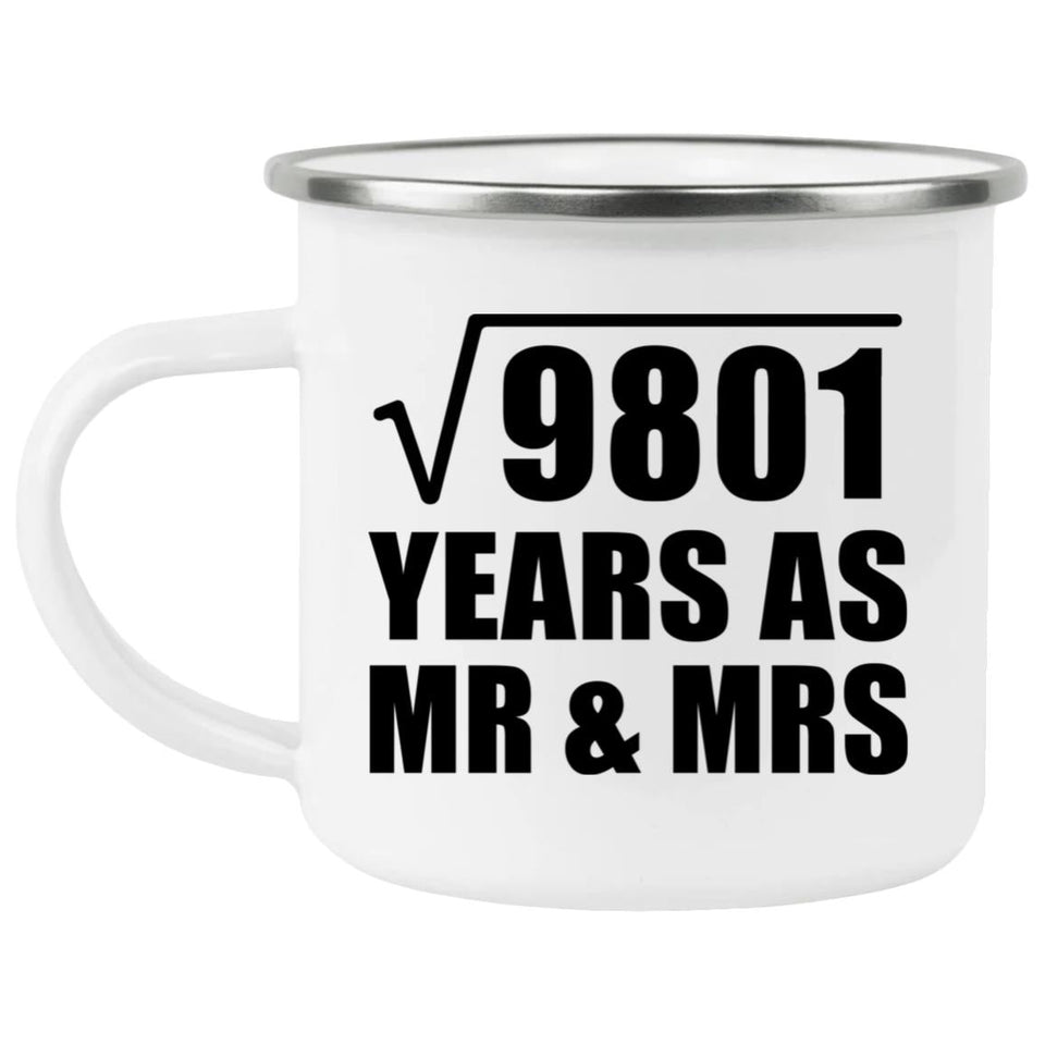 99th Anniversary Square Root of 9801 Years As Mr & Mrs - 12oz Camping Mug