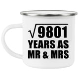 99th Anniversary Square Root of 9801 Years As Mr & Mrs - 12oz Camping Mug