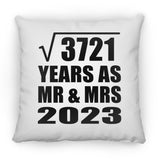 61st Anniversary Square Root of 3721 Years As Mr & Mrs 2023 - Throw Pillow