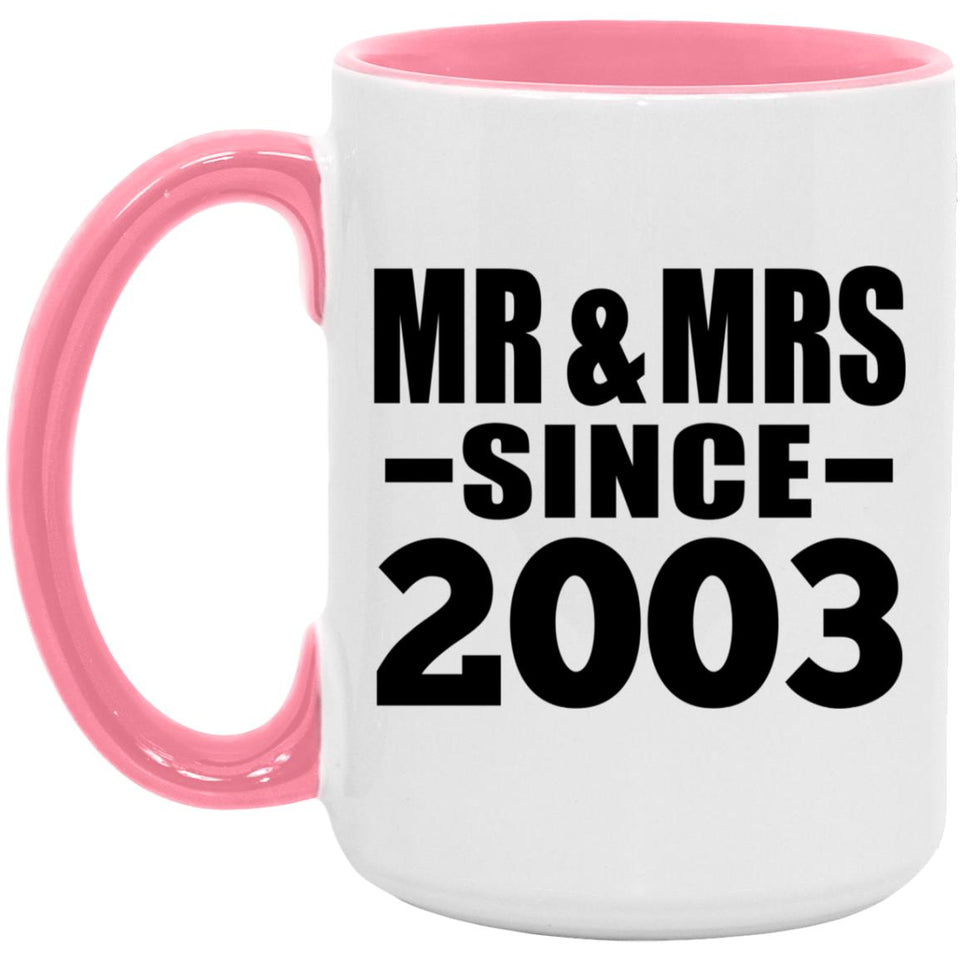 21st Anniversary Mr & Mrs Since 2003 - 15oz Accent Mug Pink