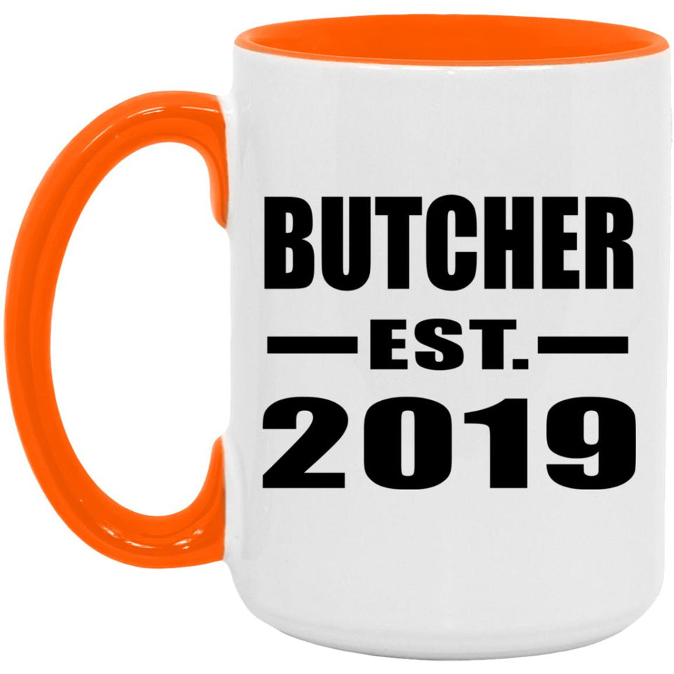 Butcher Established EST. 2019 - 15oz Accent Mug Orange
