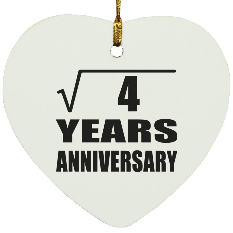 2nd Anniversary Square Root of 4 Years Anniversary - Heart Ornament