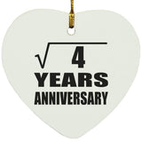 2nd Anniversary Square Root of 4 Years Anniversary - Heart Ornament