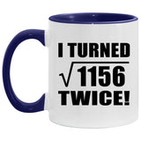 68th Birthday I Turned Square Root of 1156 Twice - 11oz Accent Mug Purple