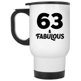 63rd Birthday 63 & Fabulous - White Travel Mug