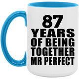 87th Anniversary 87 Years Of Being Mr Perfect - 15oz Accent Mug Blue