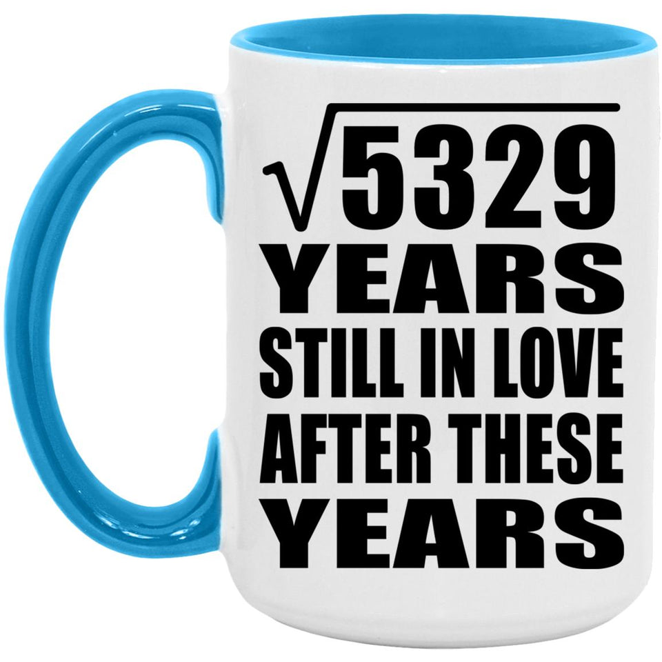 73rd Anniversary Square Root of 5329 Years Still In Love - 15oz Accent Mug Blue