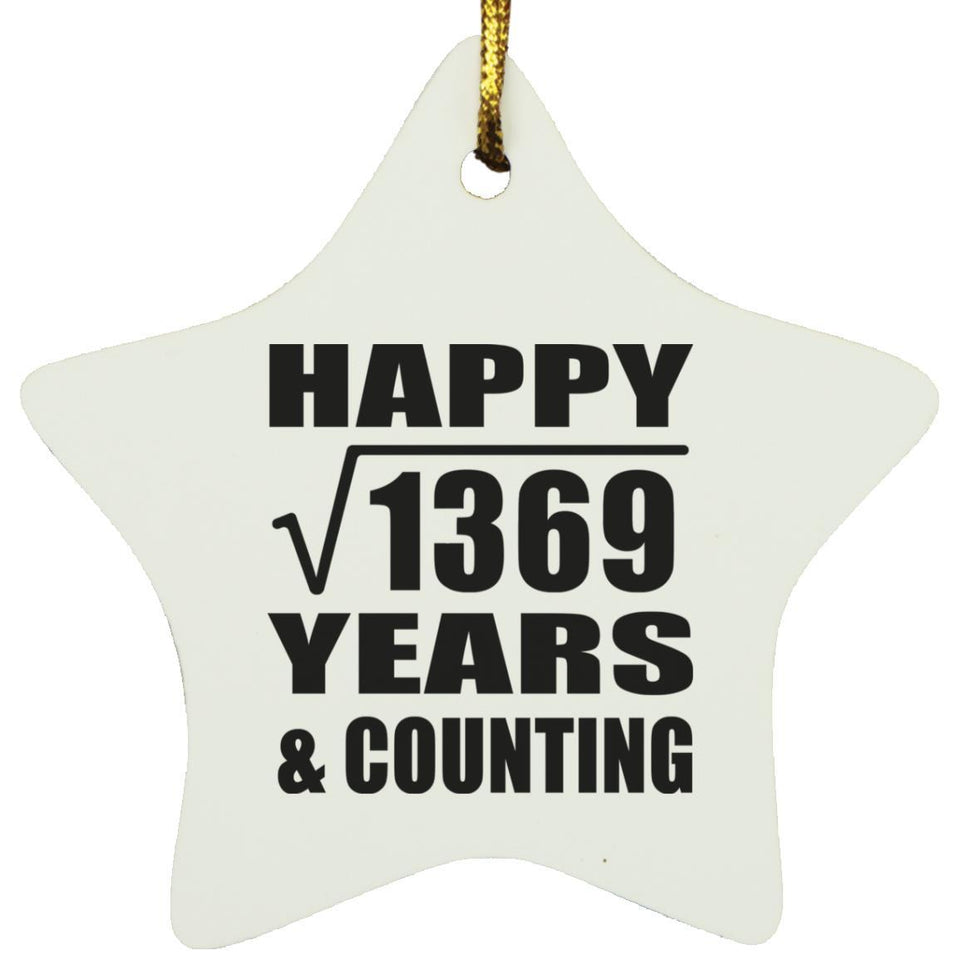 Happy 37th Anniversary Square Root of 1369 Years & Counting - Star Ornament