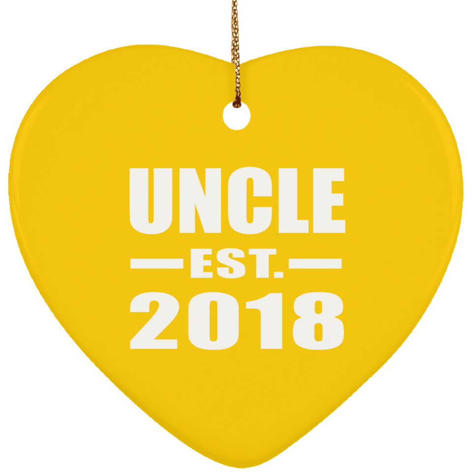 Uncle Established EST. 2018 - Heart Ornament