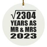 48th Anniversary Square Root of 2304 Years As Mr & Mrs 2023 - Circle Ornament