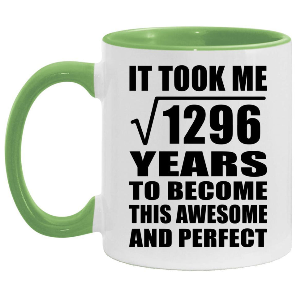 36th Birthday Took Square Root of 1296 Years To Awesome - 11oz Accent Mug Green
