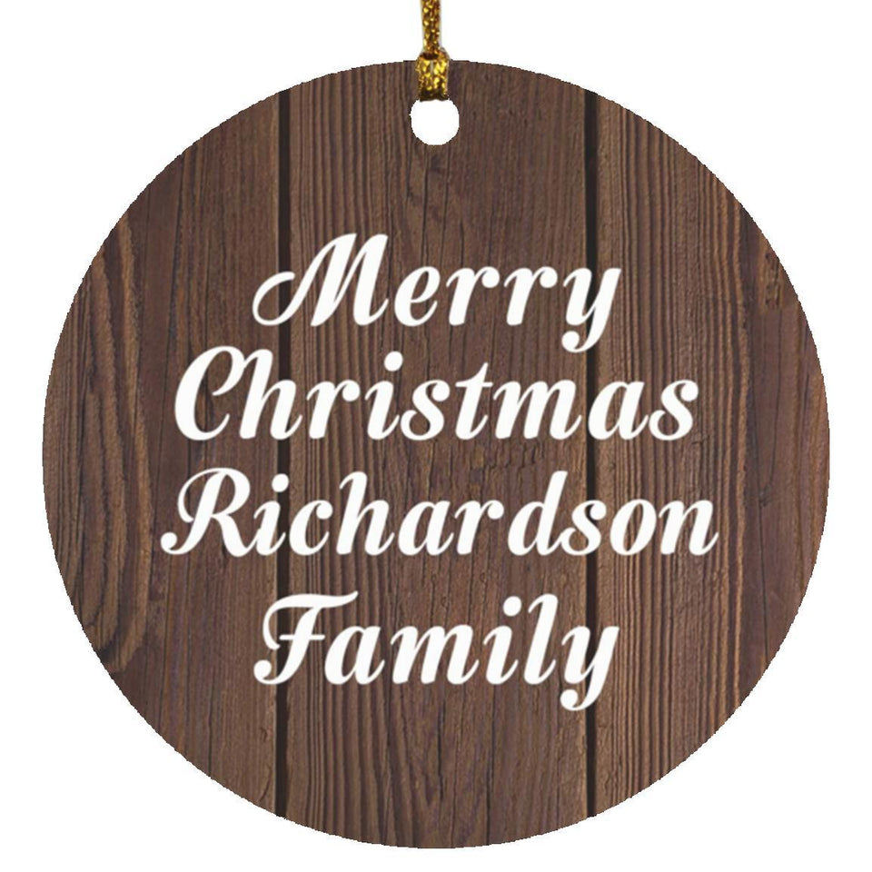 Merry Christmas Richardson Family - Circle Ornament D
