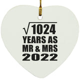 32nd Anniversary Square Root of 1024 Years As Mr & Mrs 2022 - Heart Ornament