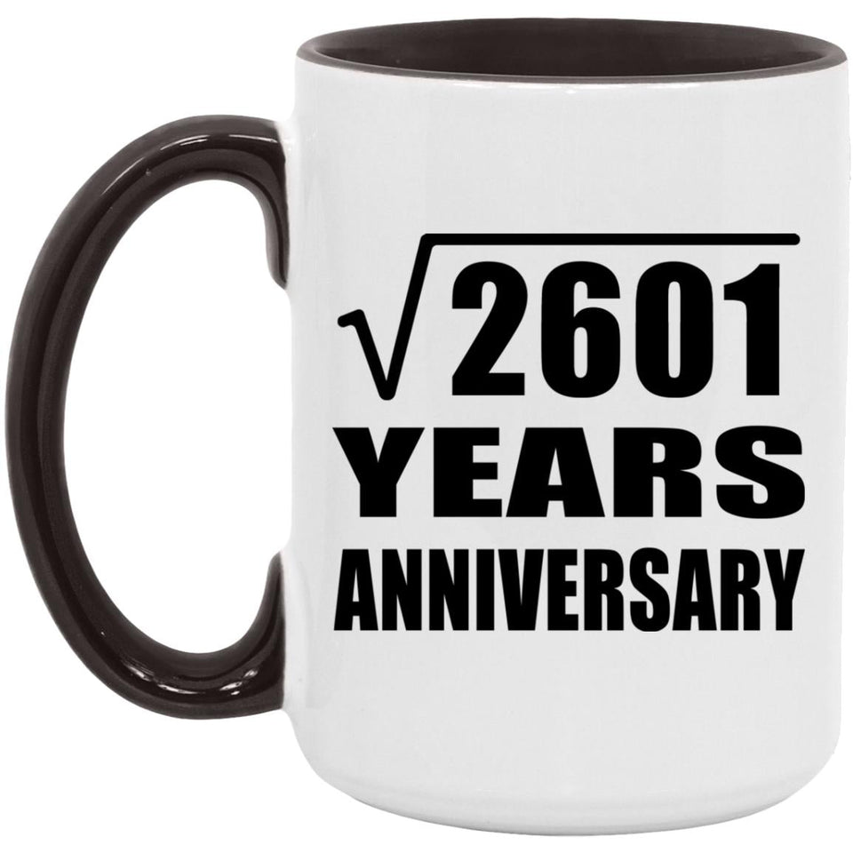 51st Anniversary Square Root of 2601 Years Anniversary - 15oz Accent Mug Black