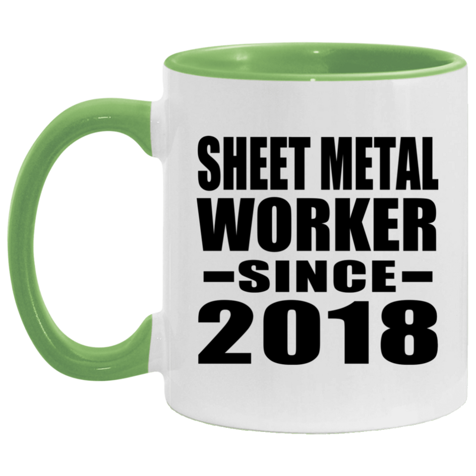 Sheet Metal Worker Since 2018 - 11oz Accent Mug Green