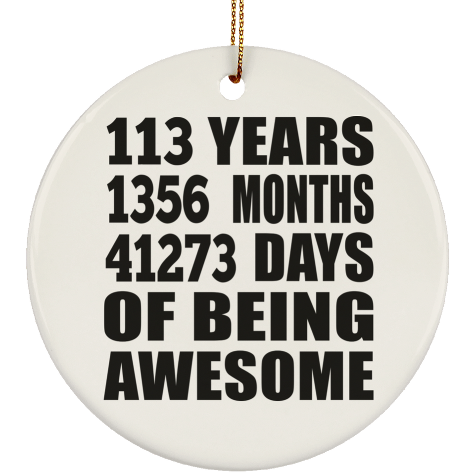 113th Birthday 113 Years 1356 Months 41273 Days Of Awesome - Circle Ornament