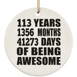113th Birthday 113 Years 1356 Months 41273 Days Of Awesome - Circle Ornament